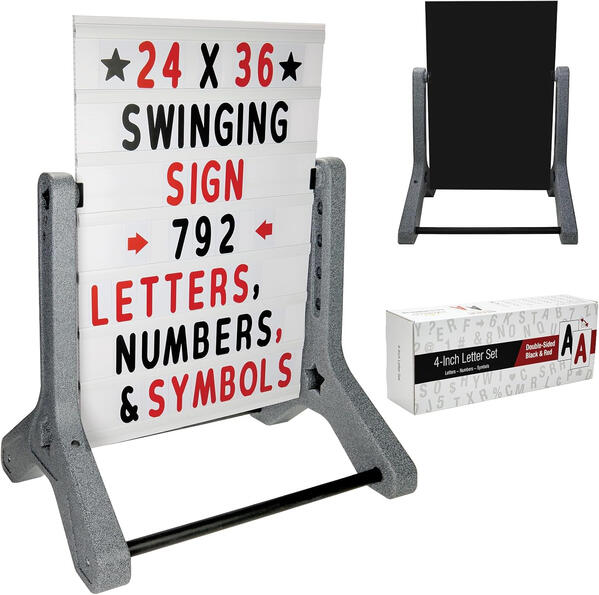 swinging message sidewalk sign with letter board